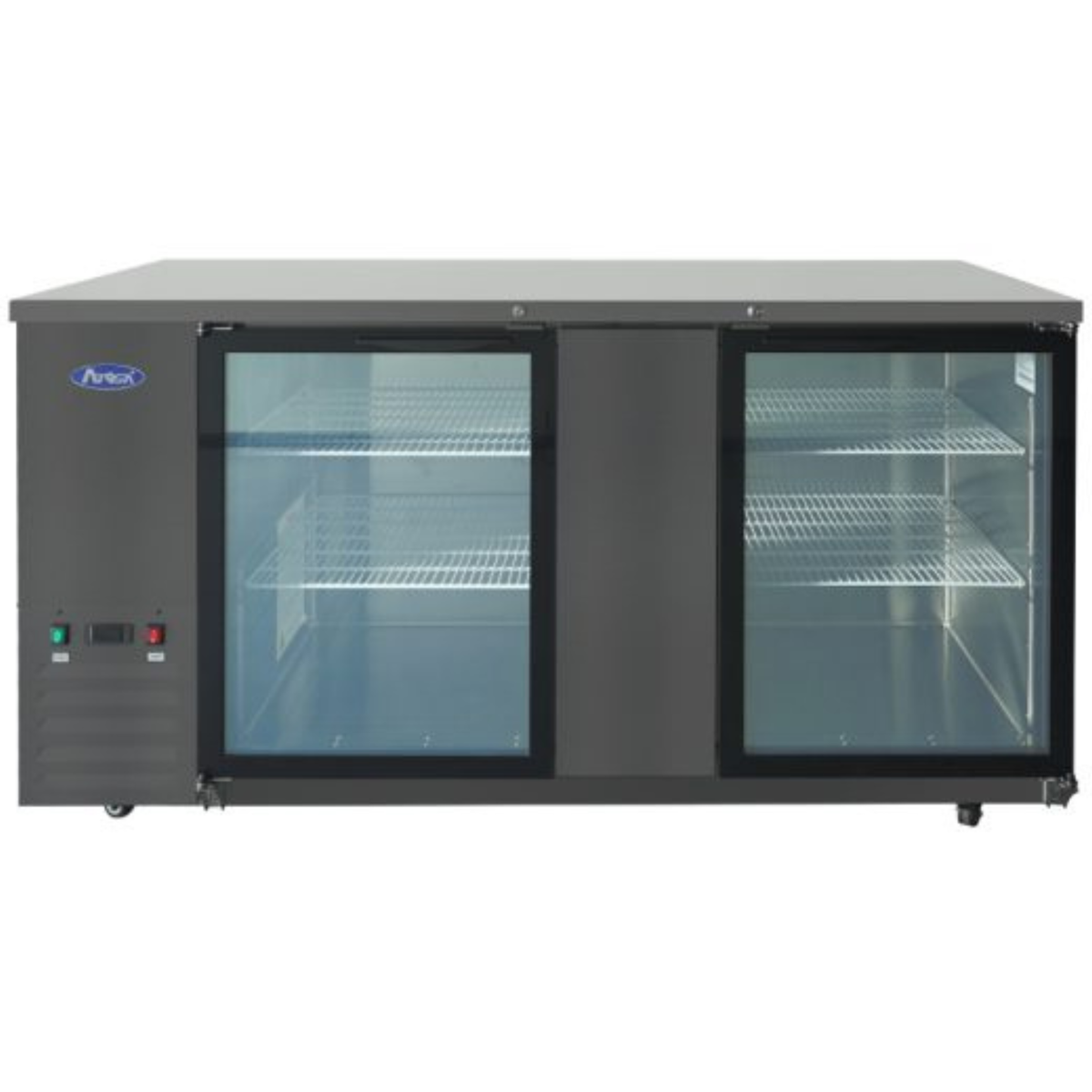 Atosa Back Bar Cooler Black Shallow Depth 2 Glass Doors 69" SBB69GGRAUS2