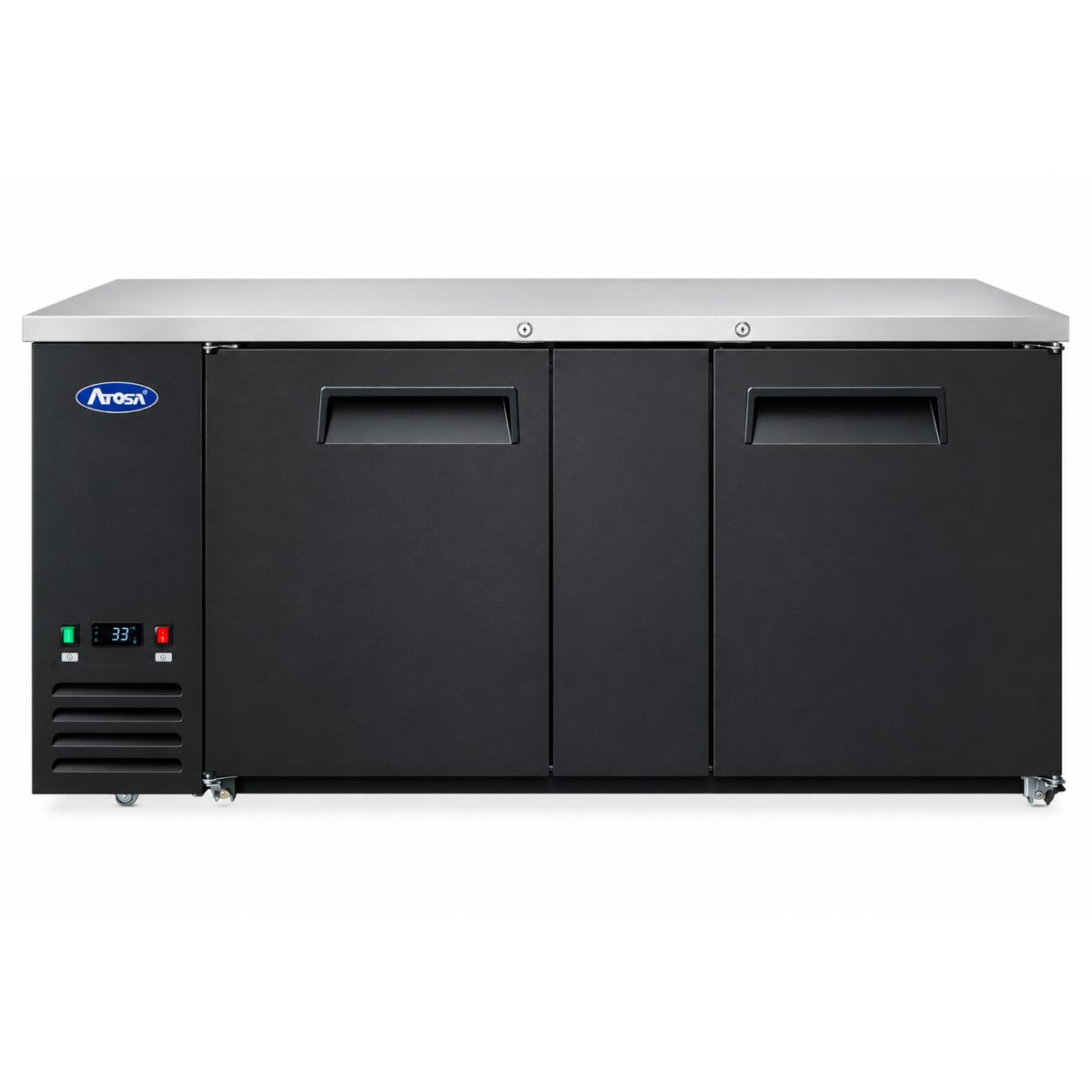 Atosa 2-Door Back Bar Cooler Black Exterior Shallow Depth 68" - SBB69GRAUS2