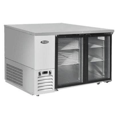 Atosa Back Bar Cooler Stainless Steel 2 Glass Doors 48" Shallow SBB48GGRAUS1