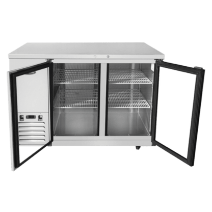 Atosa Back Bar Cooler Stainless Steel 2 Glass Doors 48" Shallow SBB48GGRAUS1