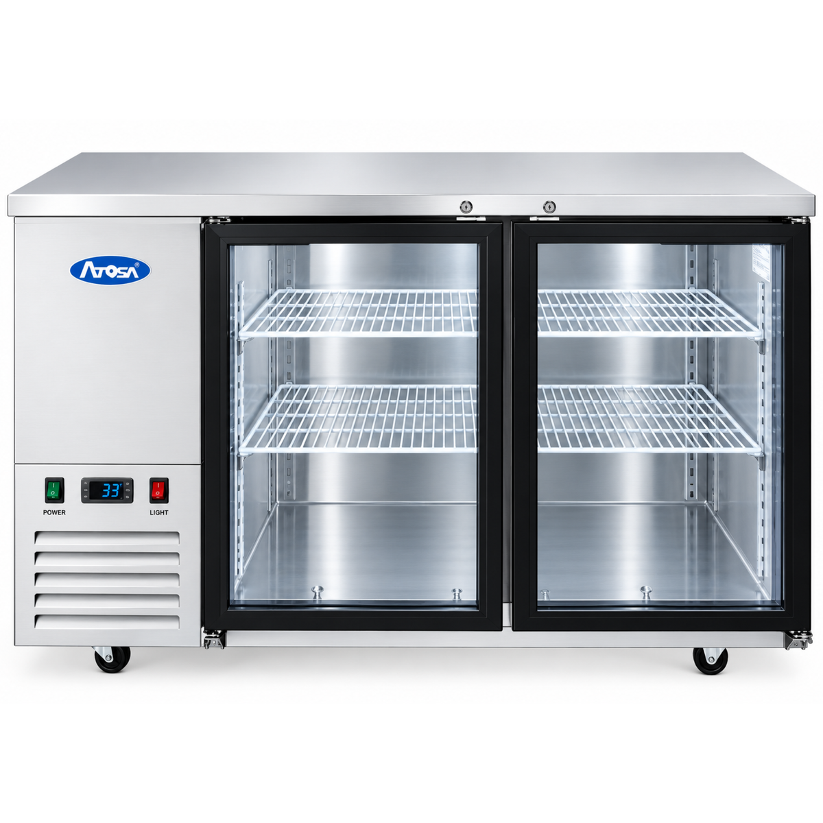 Atosa Back Bar Cooler Stainless Steel 2 Glass Doors 48" 12.9 Cu. Ft. MBB48GGR