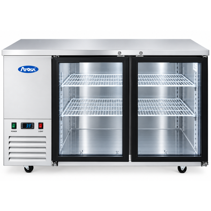 Atosa Back Bar Cooler Stainless Steel 2 Glass Doors 48" 12.9 Cu. Ft. MBB48GGR