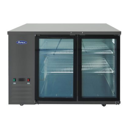 Atosa Back Bar Cooler Black 2 Glass Doors Shallow Depth 48" SBB48GGRAUS2