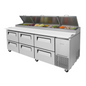 Turbo Air Refrigerated Counter, Pizza Prep Table - TPR-93SD-D6-N