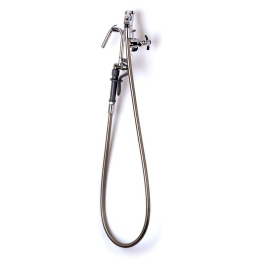 T-S Brass Faucet, Pot/Kettle Filler Wall Mt, 68"w/Spray Valve - B-0605