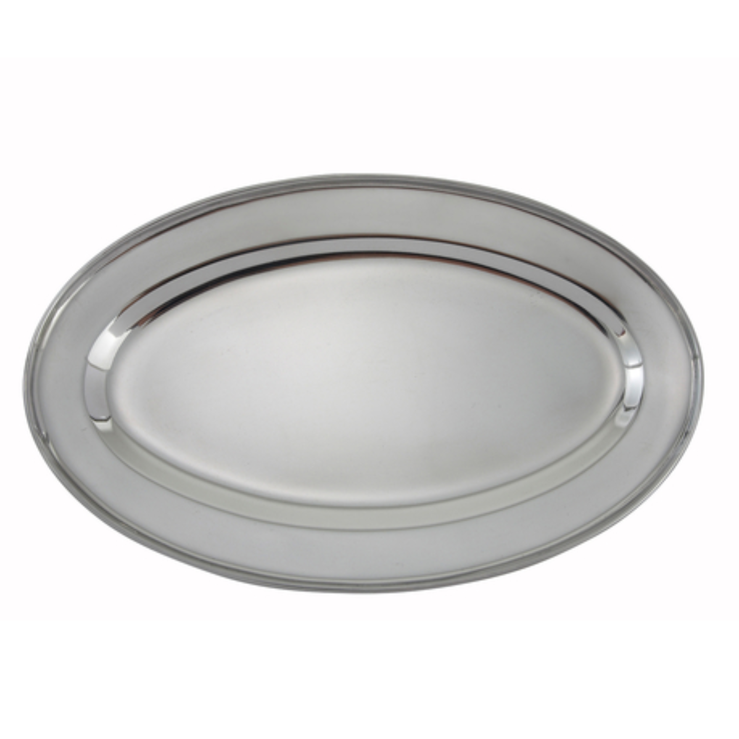 Winco Platter, Oval Stainless Steel 14" Heavy-Duty Serving - OPL-14