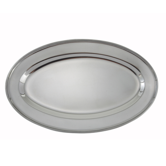 Winco Platter, Oval Stainless Steel 14" Heavy-Duty Serving - OPL-14