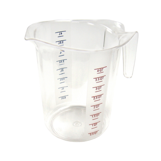 Winco Measuring Cup 4 Qt Polycarbonate with Color Graduations - PMCP-400