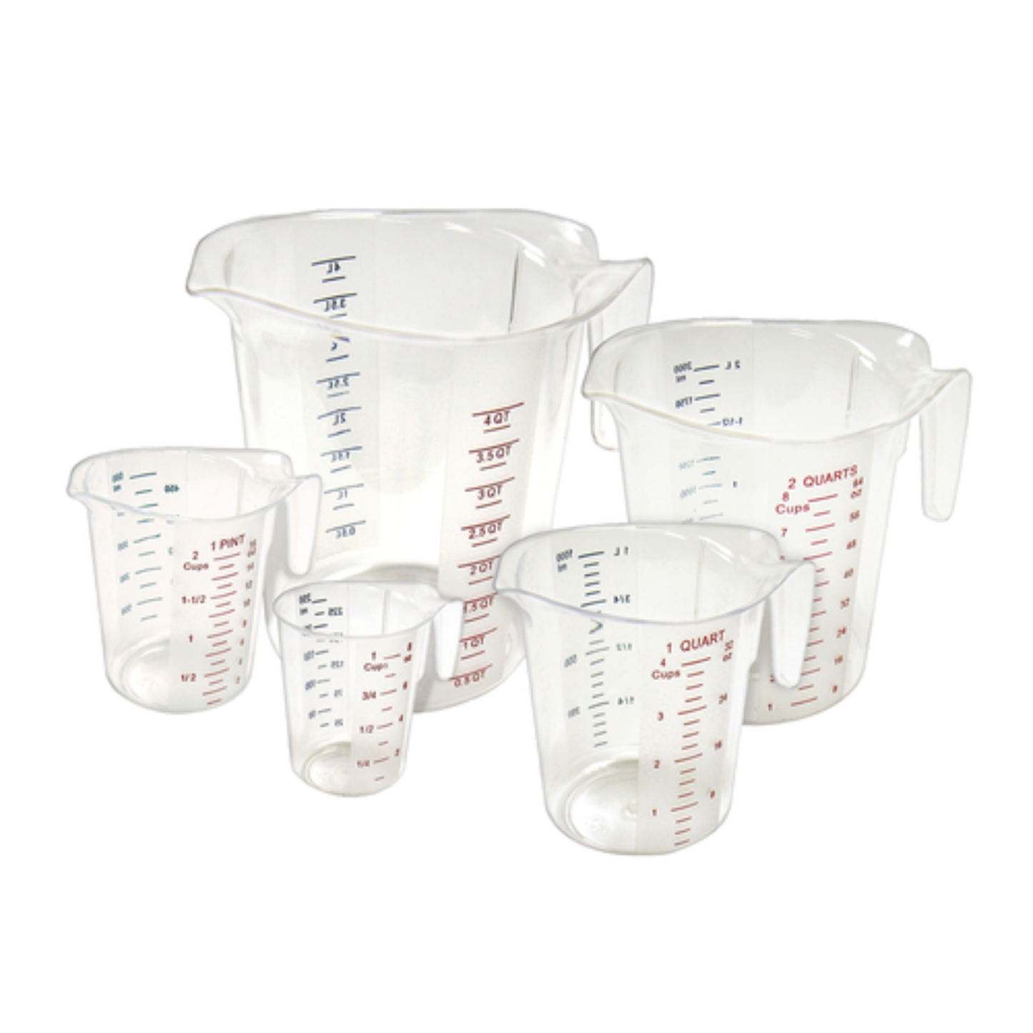 Winco Measuring Cup 4 Qt Polycarbonate with Color Graduations - PMCP-400