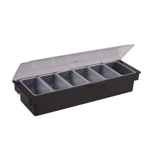 Winco Condiment Dispenser 6 Compartment Black Plastic - CCH-6