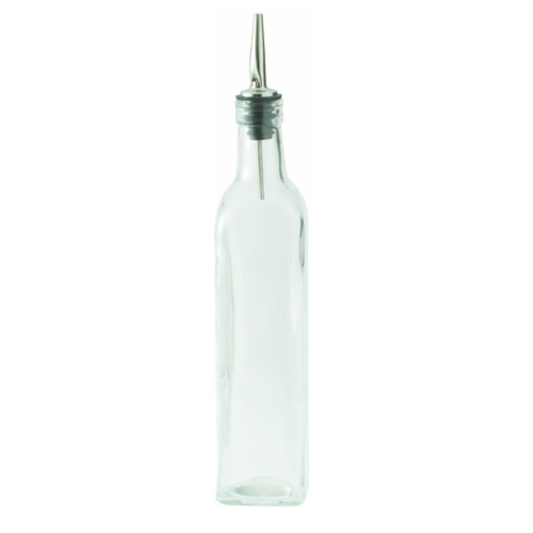 Winco Oil Bottle, 16 oz, Square with Lid, Clear - GOB-16