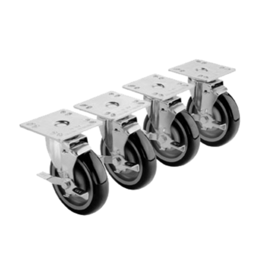 Krowne Swivel Plate Caster with Brake 220 lb Capacity 5" Wheel - 4PK - 28-107S