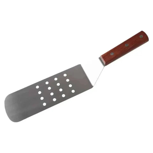 Turner 10" x 3" Perforated Stainless Steel Wood Handle - WHT-103-PF