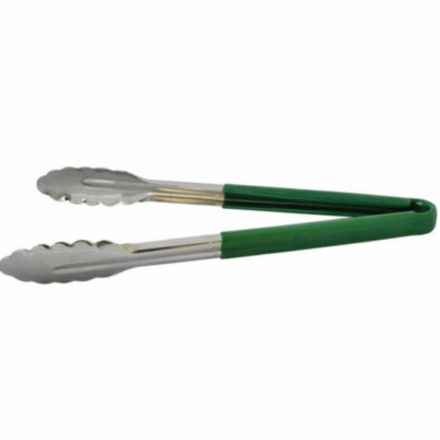 Spring Tongs Scalloped 12" Stainless Steel Green - T12P-GR
