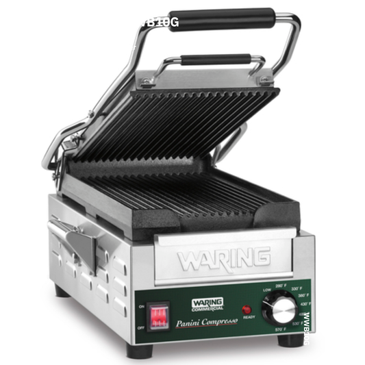 Waring Panini Grill, Slimline, Ribbed 120V - WPG200
