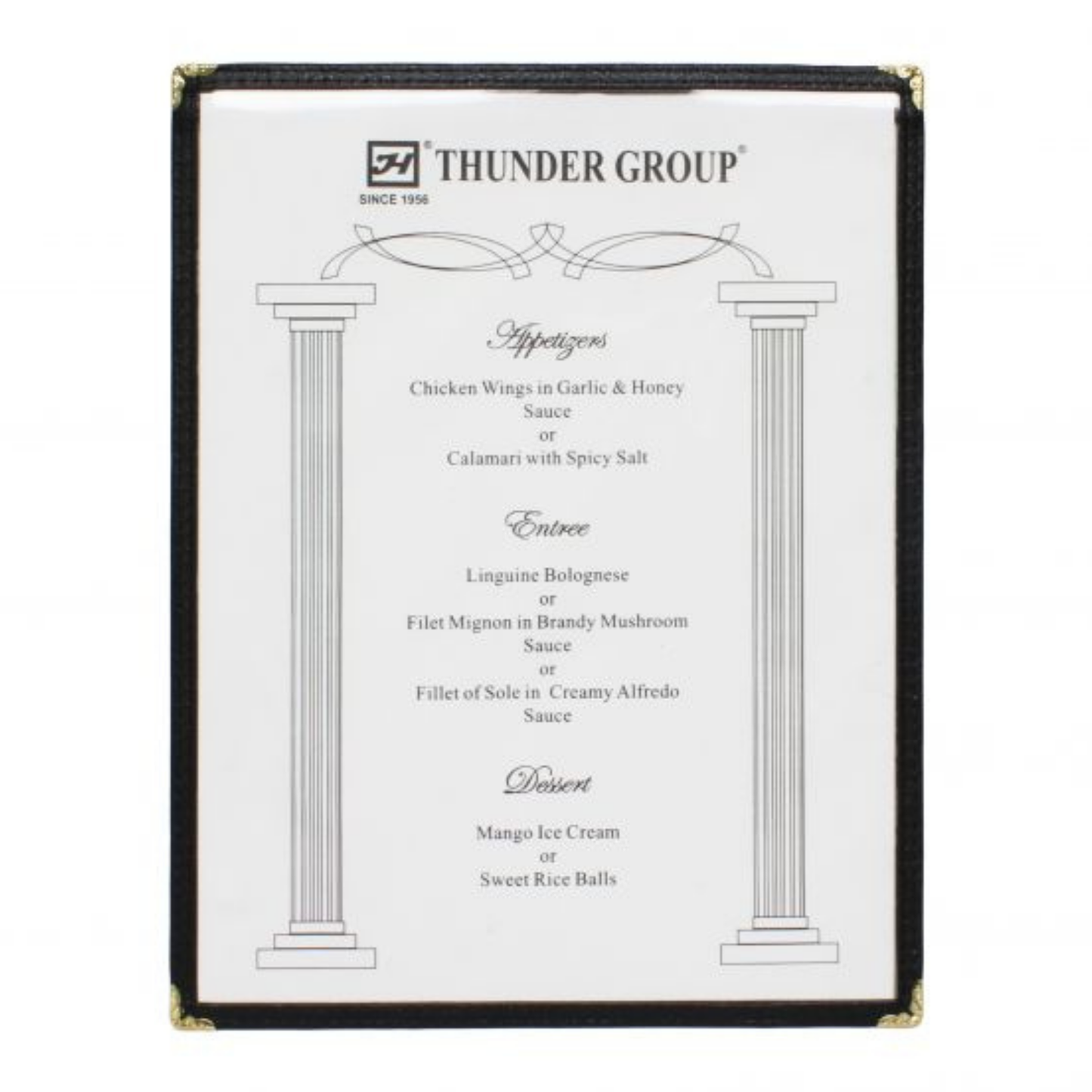 Cubierta de menú de un solo bolsillo negra