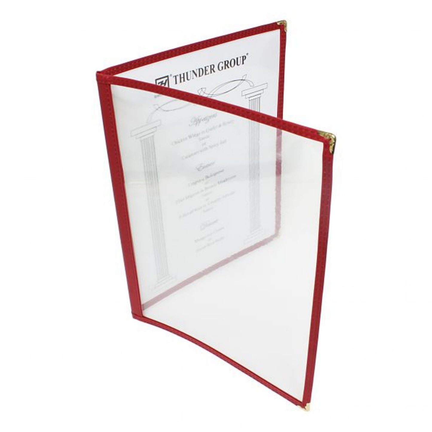 Thunder Group Menu Cover Burgundy 8.5" x 11" Round Brass Corners - PLMENU-2MA