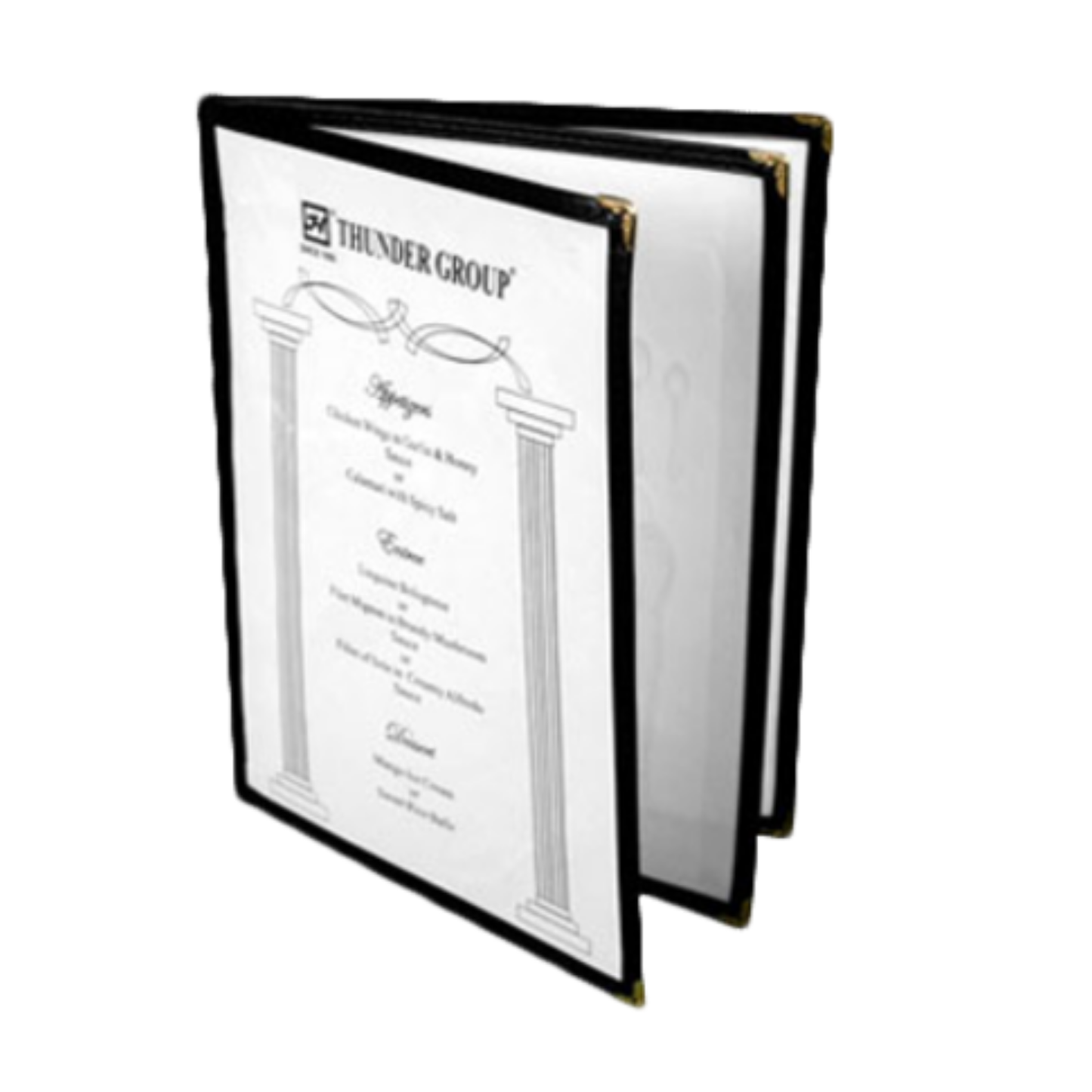 Thunder Group Menu Cover 8.5" x 11" 3 Page Black - PLMENU-L3BL