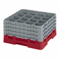 Copa de vino Cambro Camrack alta, 4 vasos, tamaño completo, 16 compartimentos, color rojo, NSF - 16S900163