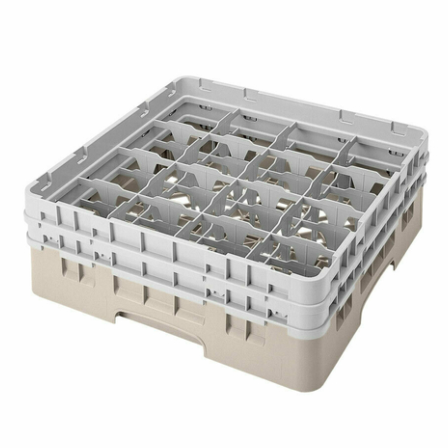 Cambro Camrack® Glass Rack Full Size 16 Compartment Beige with 2 Extenders - 16S434184