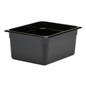 Recipiente para alimentos Cambro Camwear, plástico, 1/2 tamaño, 6" de profundidad, policarbonato, negro, NSF - 26CW-110