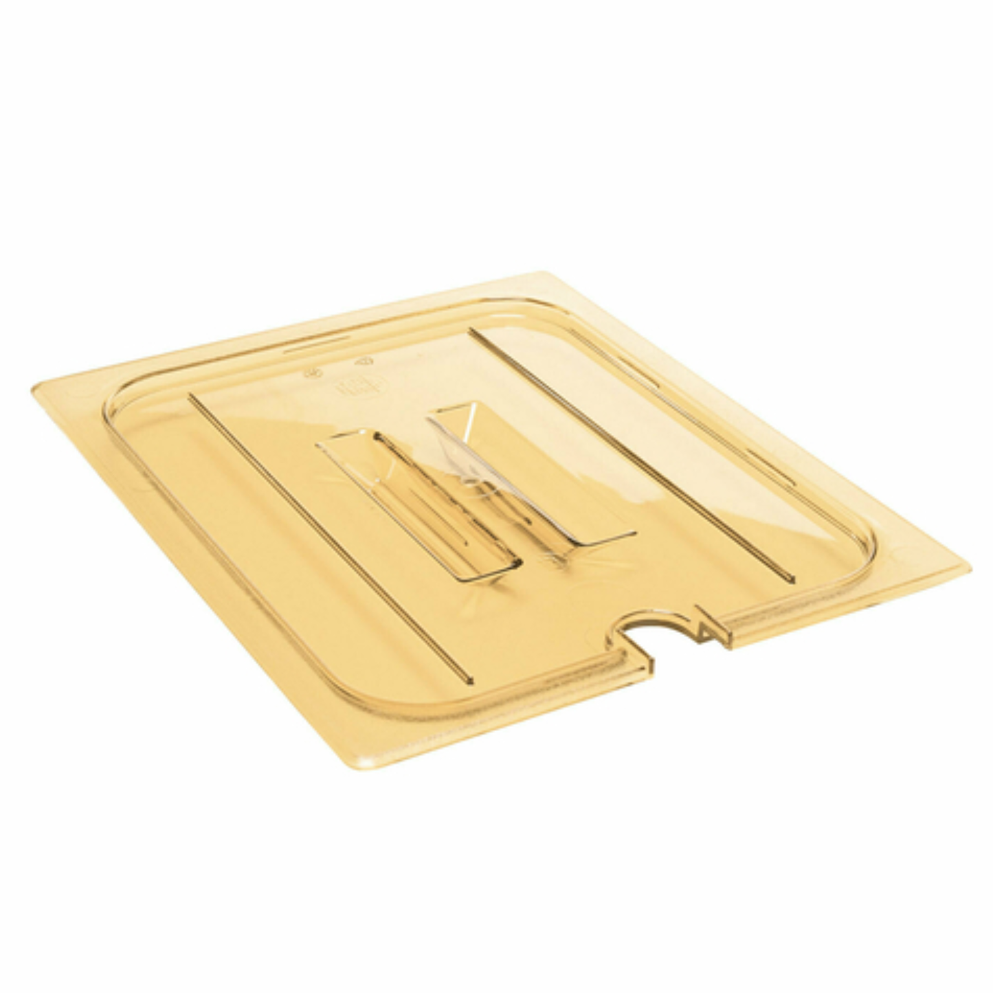 Cambro H-Pan™ High Heat Cover 1/2 Size Notched with Handle Amber - 20HPCHN150
