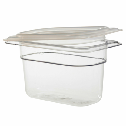 Tapa de sellado para bandeja de alimentos Cambro Camwear, tamaño 1/9, translúcida, azul transparente, NSF (90Ppcwsc438) - 90PPCWSC190