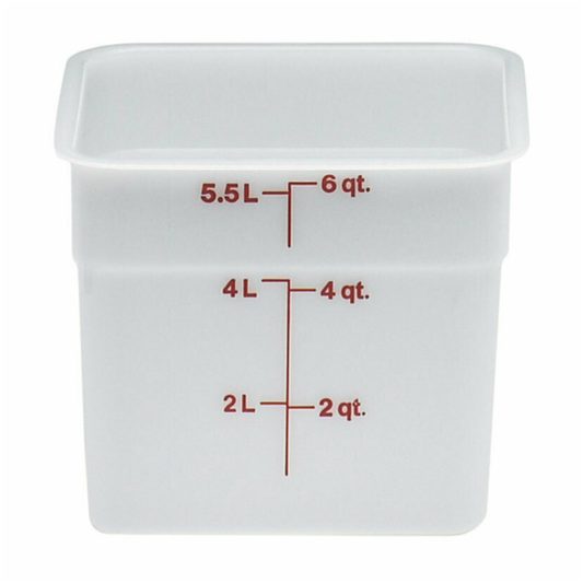 Cambro 食品容器，6 夸脱，白色“CamSquare Poly” - 6SFSP148