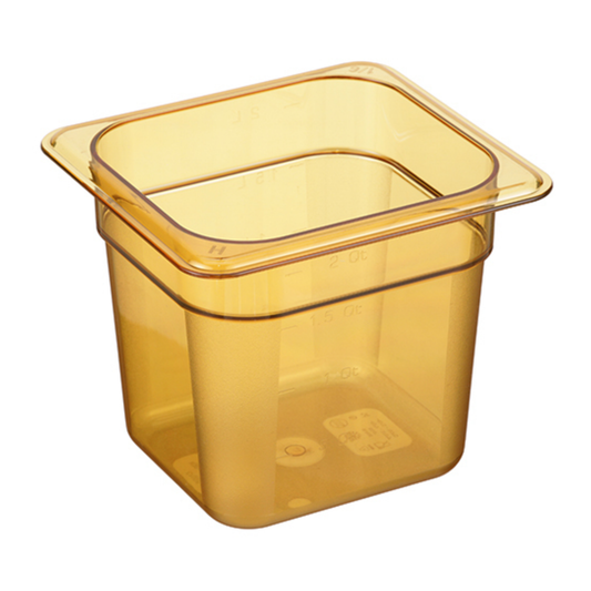 Cambro H-Pan™ Food Pan 1/6 Size 6" Deep High-Temp Amber - 66HP150