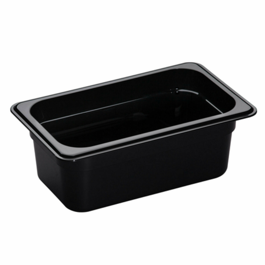 Cambro Camwear® Food Pan 1/4 Size 4" Deep Black Polycarbonate - 44CW110