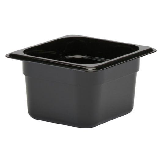 Cambro Camwear® Food Pan 1/6 Size 4" Deep Black Polycarbonate - 64CW110