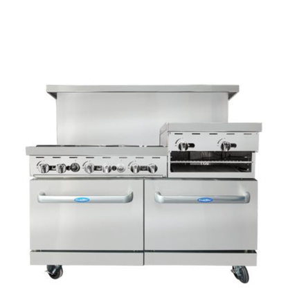 Atosa CookRite 60" Commercial Gas Range 6-Burner 24" Raised - AGR-6B24RGB
