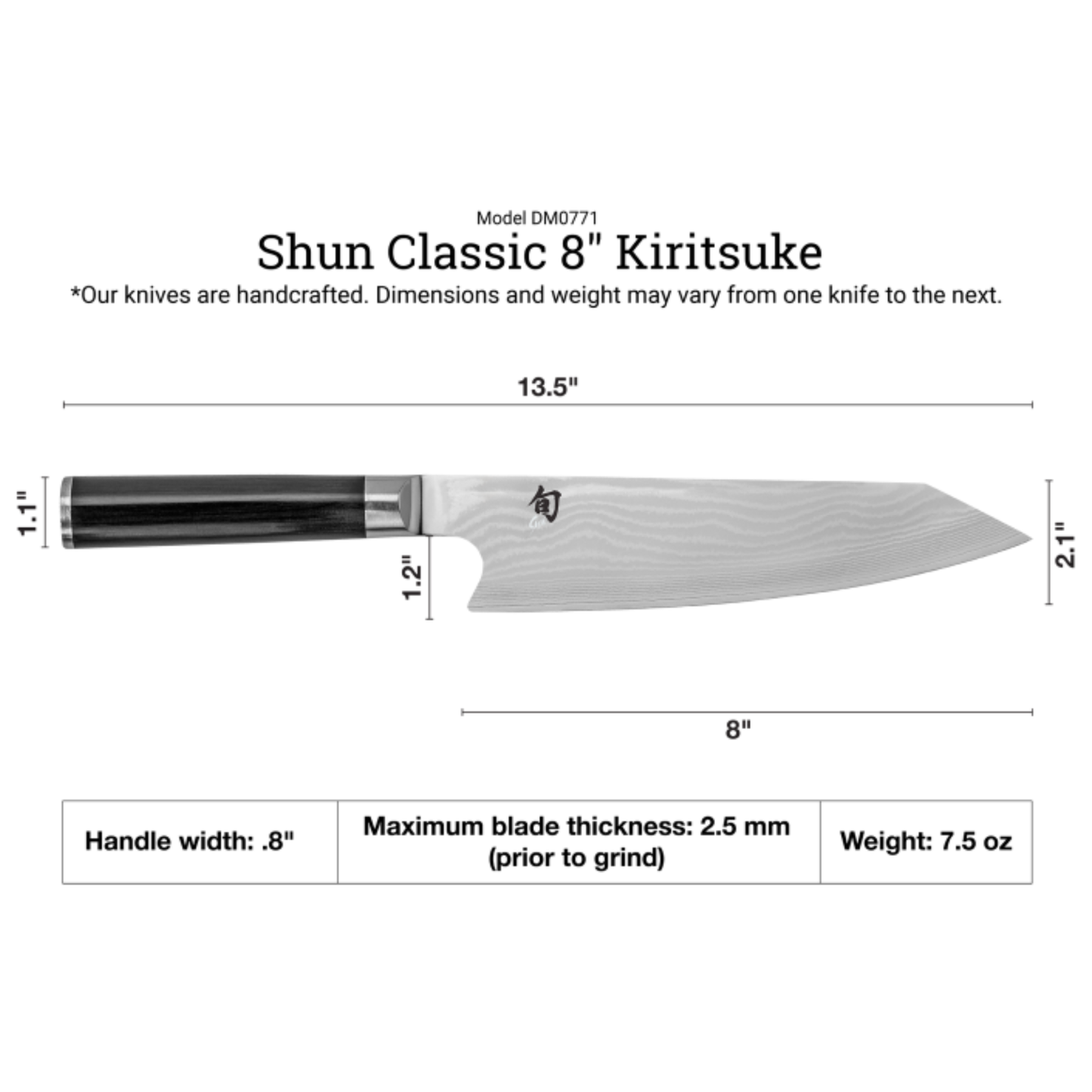 Shun Classic Kiritsuke 8" - DM0771