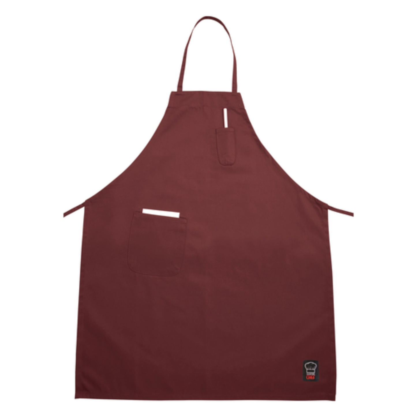 Delantal con pechera CCK, burdeos, bolsillos - 602BAFH-BG