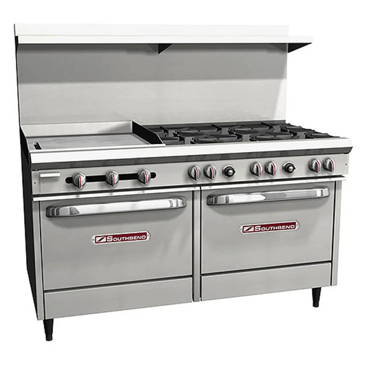 Southbend S-Series Gas Range 6-Burner 24" Griddle 2 Standard Ovens - S60DD-2GL