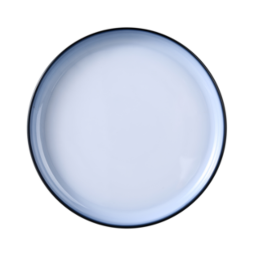 Yanco Sentry Deep Plate Round, Break-Resistant, White and Black, Melamine - SN-107