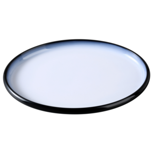 Yanco Sentry Plate Oval Break-Resistant White and Black Melamine - SN-212