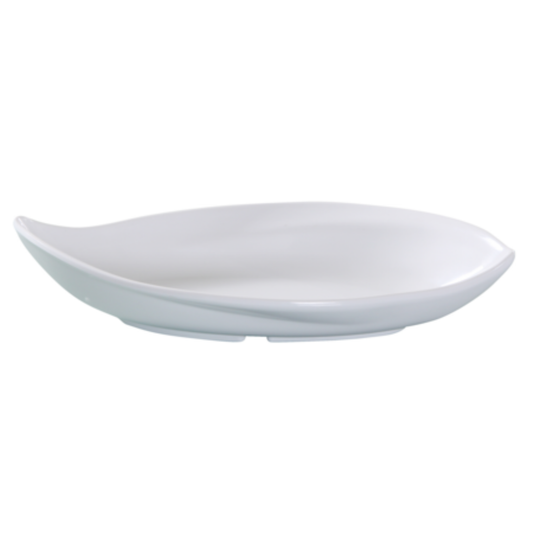Yanco Venice Plate, 30 oz., Deep, Leaf Shape Melamine White - VE-516