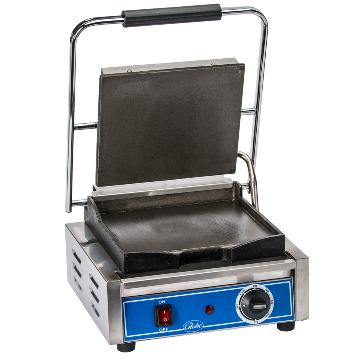 Globe NSF Commercial Smooth Plate Electric Sandwich Grill 10x10" - GSG10