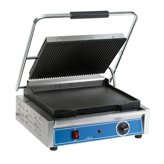 Globe Cast Iron Combo Plate Electric Panini Sandwich Grill NSF 14x10" - GPGS1410