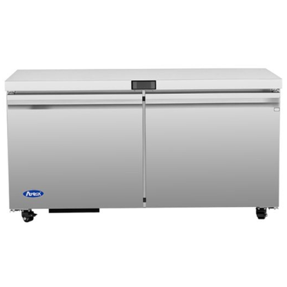 Atosa Undercounter Freezer Stainless Steel 2 Solid Door 60" - 15 Cu. Ft. AUF60SD