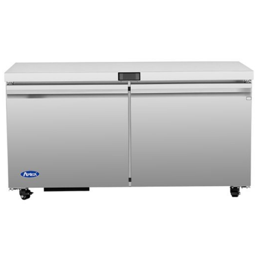 Atosa Undercounter Freezer Stainless Steel 2 Solid Door 60" - 15 Cu. Ft. - AUF60SD
