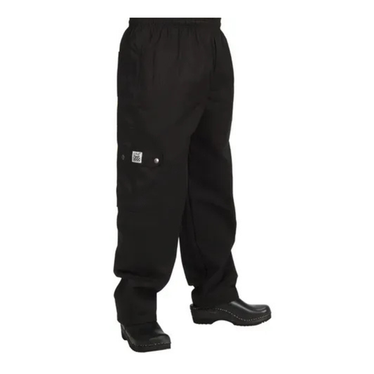 Pantalones de chef Chef Revival, estilo cargo, negros - Talla grande - P024BK-L