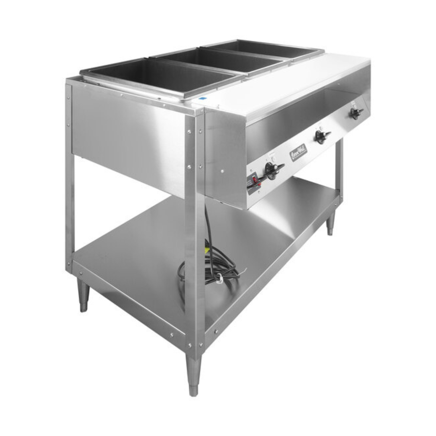 Vollrath ServeWell Hot Food Serving Counter/Table 3 Wells with Casters - 38003