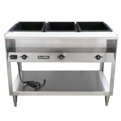 Vollrath ServeWell Hot Food Serving Counter/Table 3 Wells with Casters - 38003
