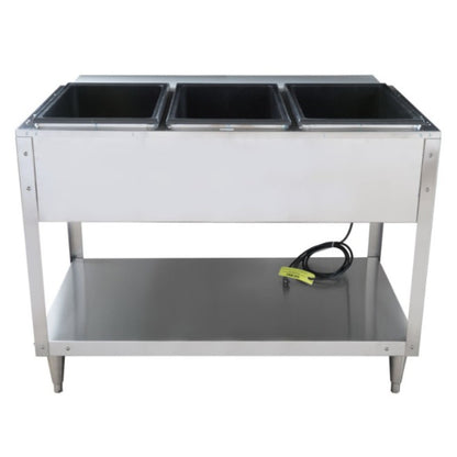 Vollrath ServeWell Hot Food Serving Counter/Table 3 Wells with Casters - 38003