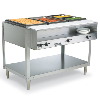Vollrath ServeWell Hot Food Serving Counter/Table 3 Wells with Casters - 38003
