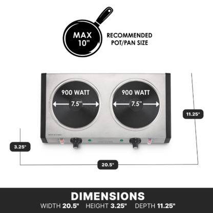 Waring Commercial Double Burner 120V - WDB600