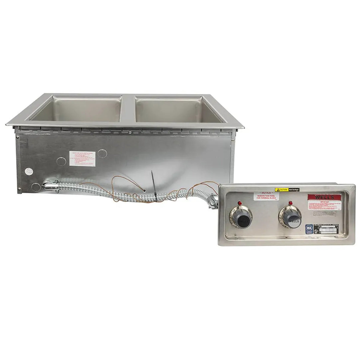 Wells Stainless Steel 2-Well Drop-In Hot Food Well NSF with Drain - MOD-200TDM