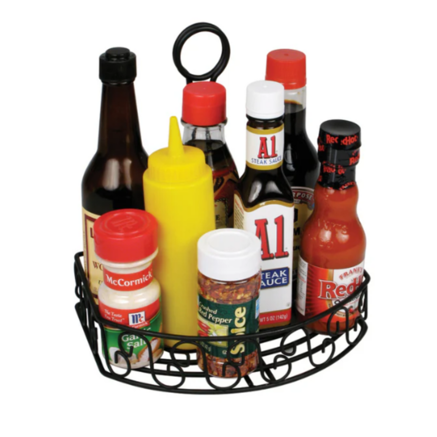Winco Wire Condiment Caddy Black - WBKH-6SB